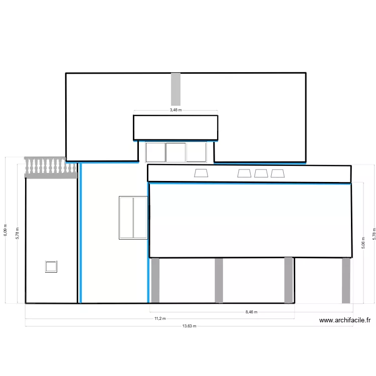 facade ouest extension. Plan de facade ouest extension. Plan de