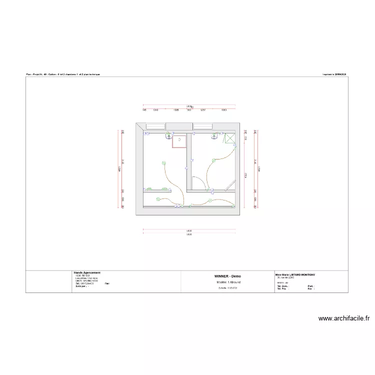 Lot 2 chambres 1 et 2 bonne version. Plan de 
