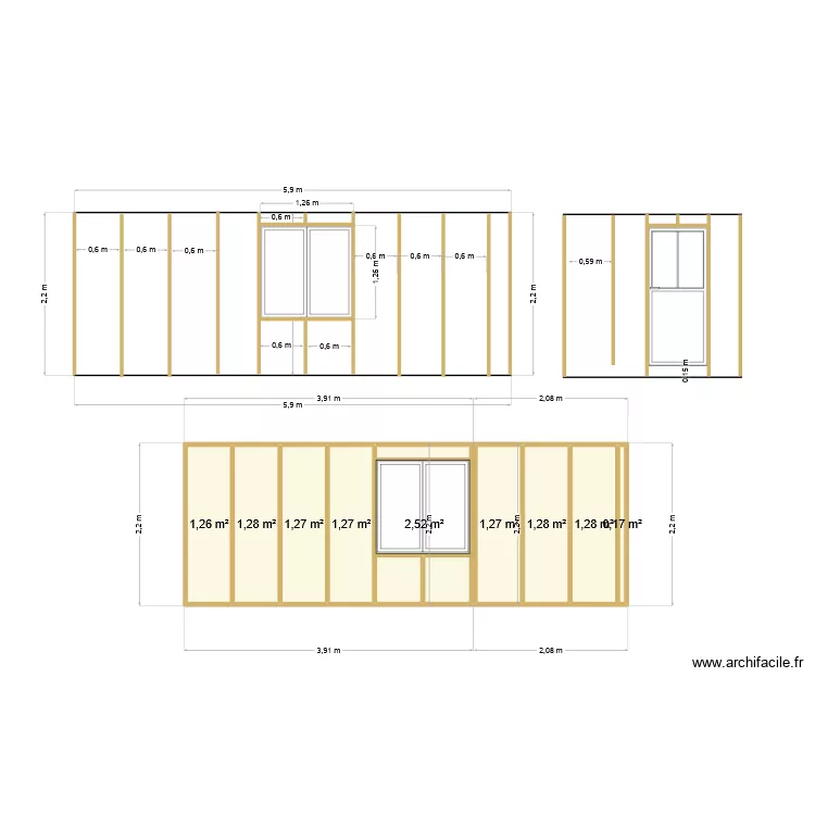 facade cuisine. Plan de 9 et 12 m² facade cuisine. Plan de 9 et 12 m²