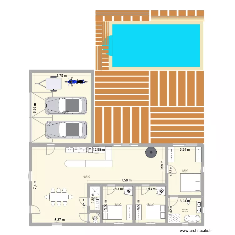 Maison. Plan de 8  et 154 m²