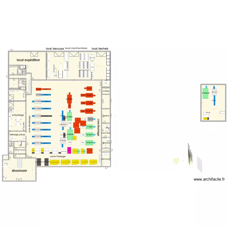 ATELIER FRAIPONT NEW  PLAN MACHINES 8. Plan de 44  et 4043 m²