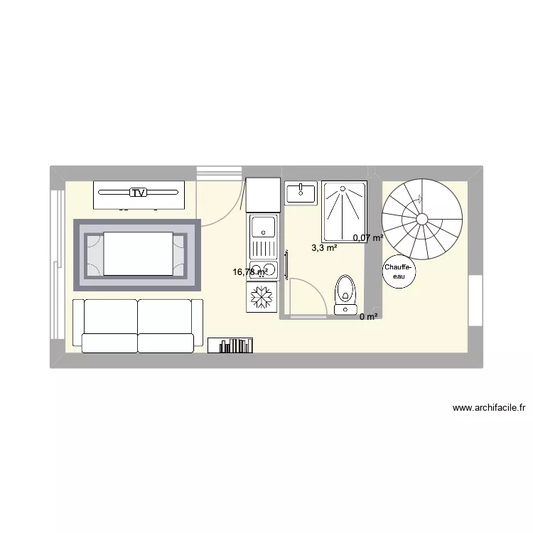 studio alain. Plan de 4  et 20 m²