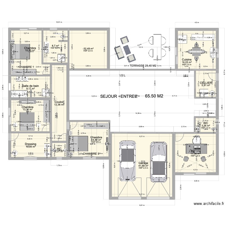 PLAN MAISON 2 SANS TERRASSE. Plan de 14 pièces et 187 m2
