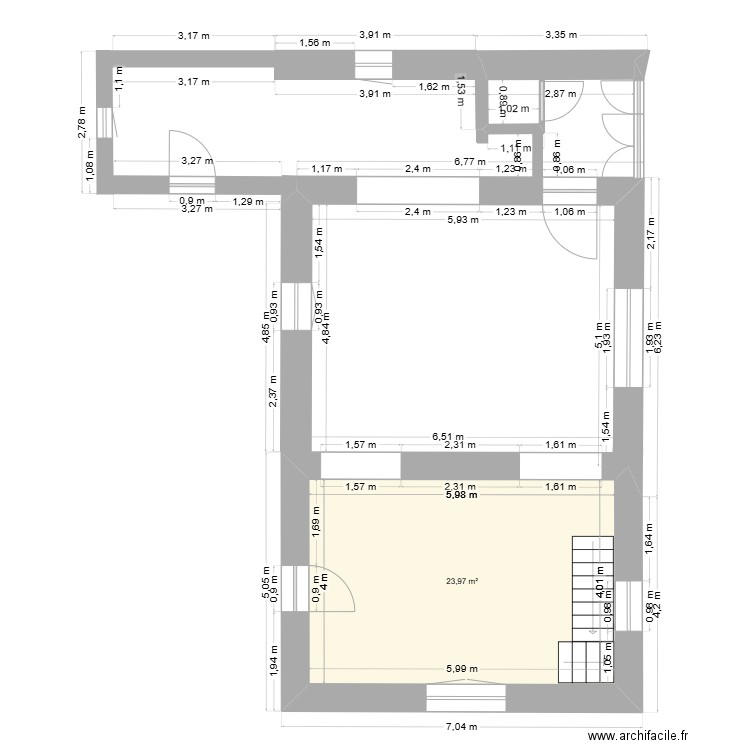 La Taupinière. Plan de 2 pièces et 28 m2