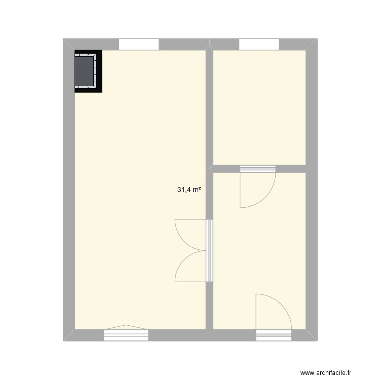 salon sam cuis. Plan de 1 pièce et 31 m2
