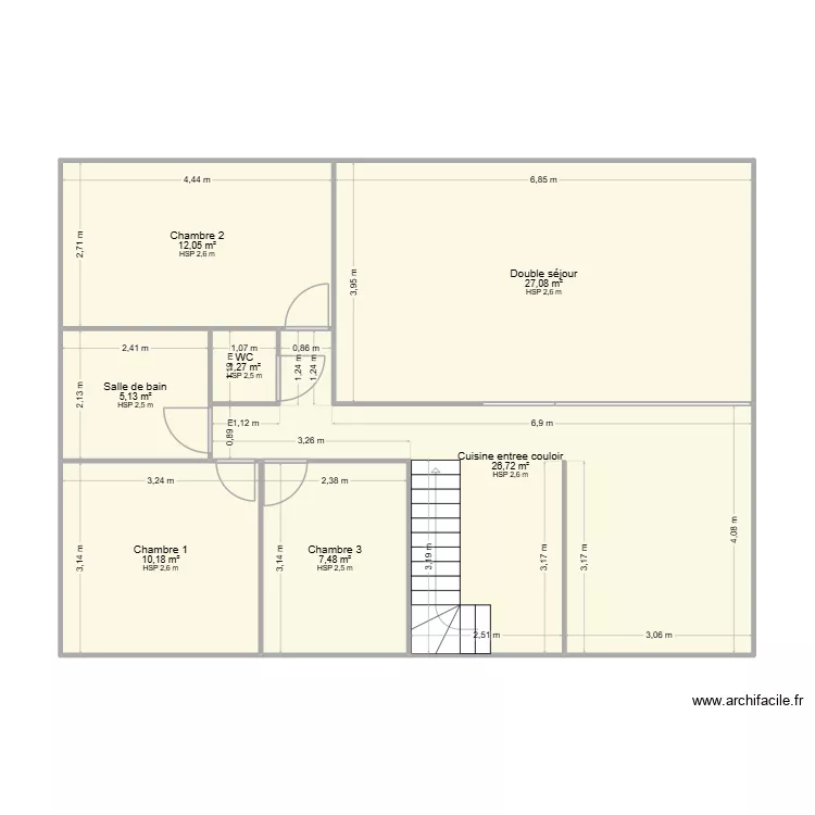 ledeme. Plan de 7  et 90 m²