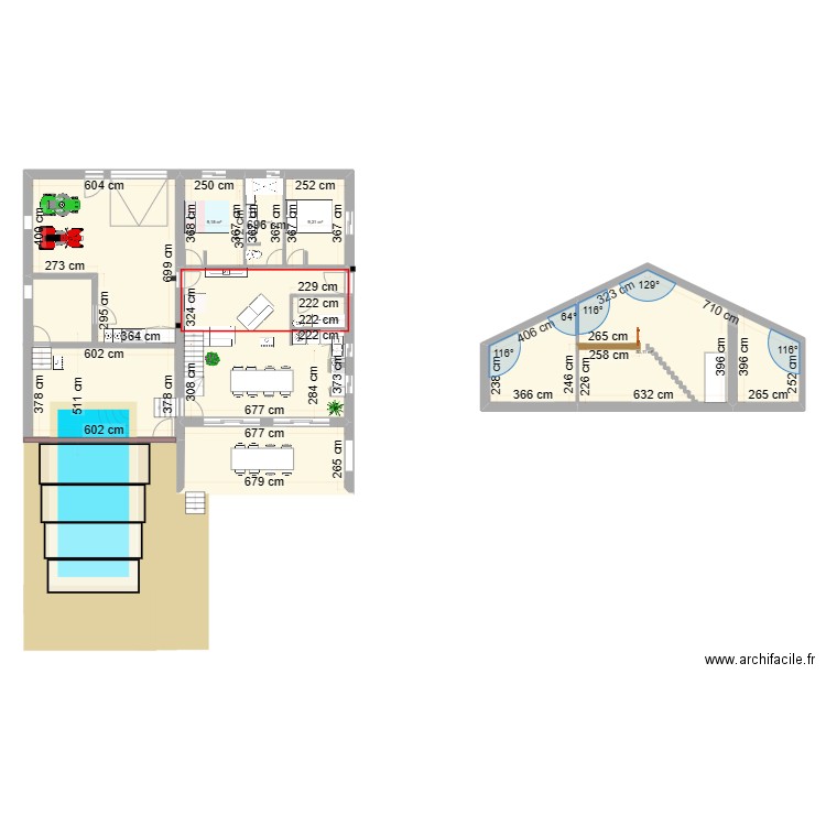 PLAN COUCOURON RDC. Plan de 9 pièces et 198 m2