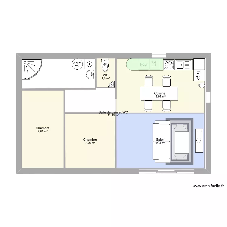 plan 1 maison 60 m2. Plan de 6  et 108 m²