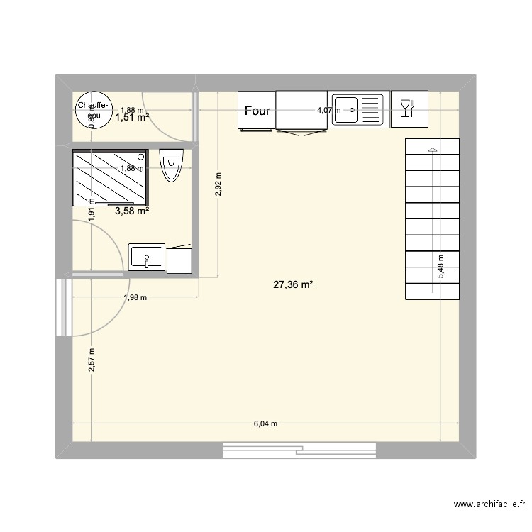 nouveau projet. Plan de 3 pièces et 32 m2