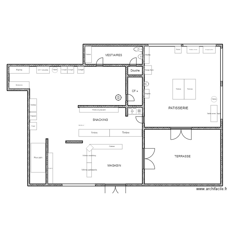 Boulangerie des Gabares. Plan de 6 pièces et 363 m2