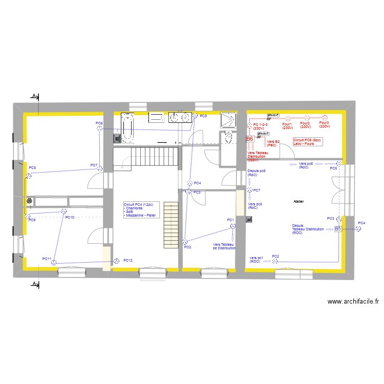 Etage_Elèctricité_Prise_V1. Plan de 1 pièce et 152 m2