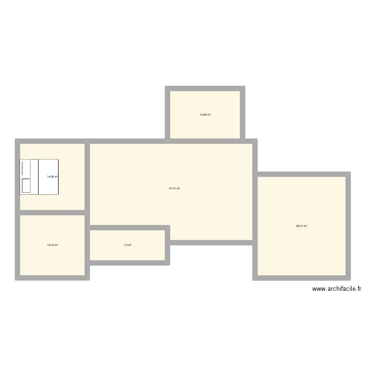 maison L. Plan de 6 pièces et 121 m2