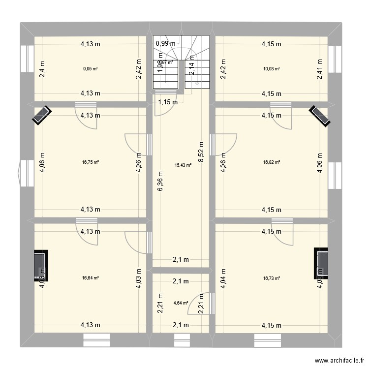 12 Pré d'eau 1er Etage. Plan de 9 pièces et 109 m2