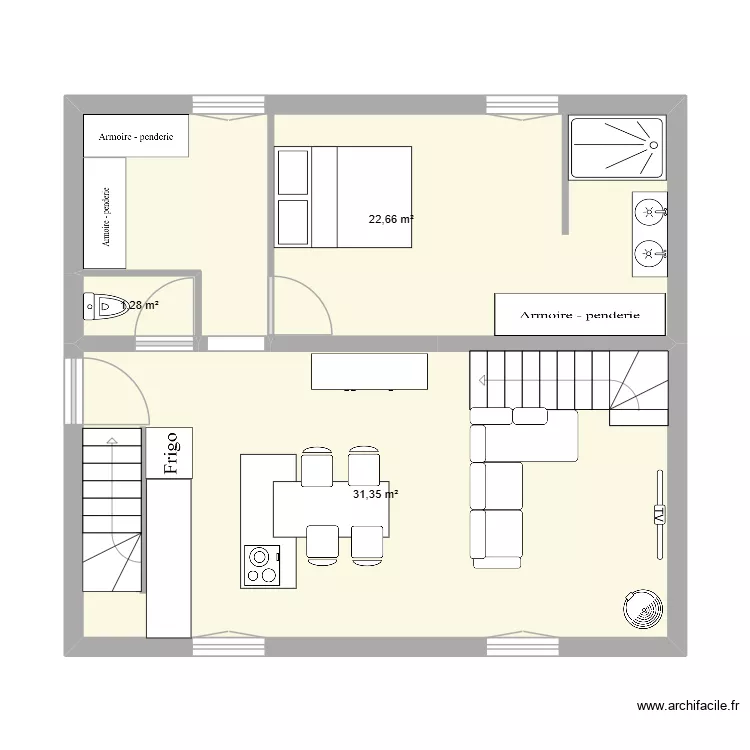 Maison clem rez de chauss&eacute;e. Plan de 