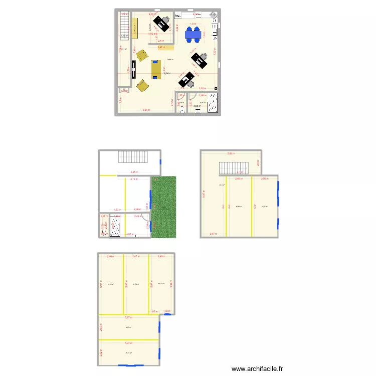 ved&egrave;ne. Plan de 13  et 232 m²