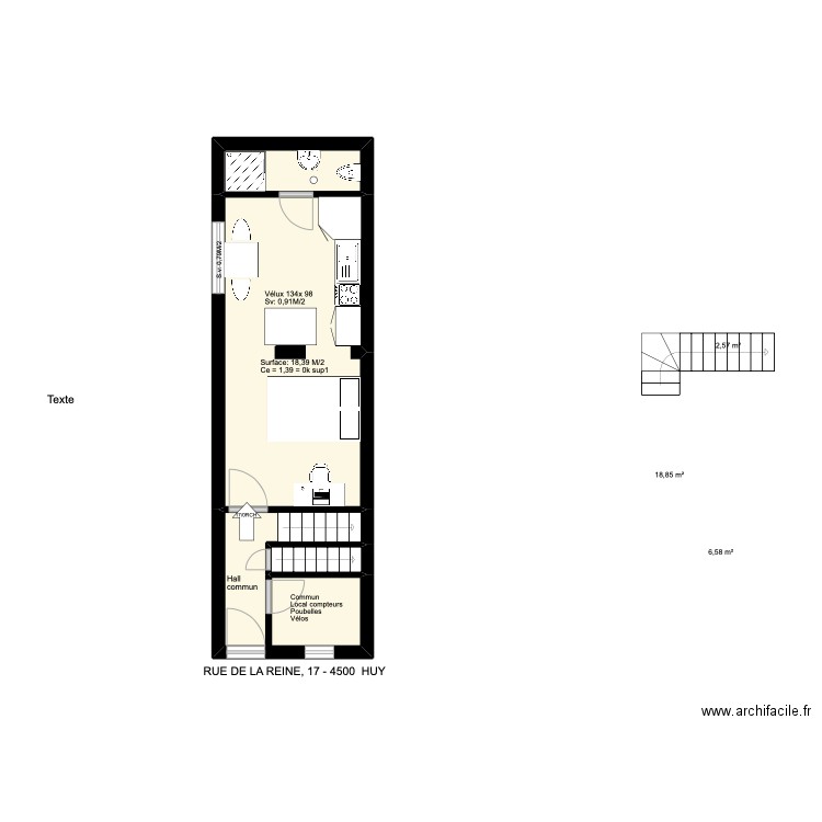 reine17. Plan de 4 pièces et 29 m2