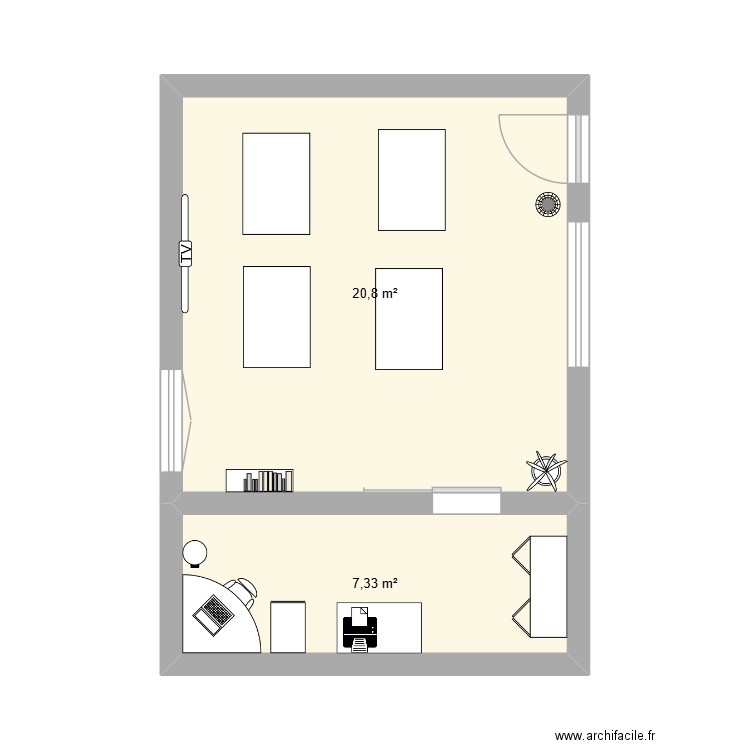 Découverte d' ArchiFacile. Plan de 2 pièces et 28 m2