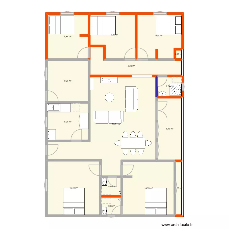 Maison village new 2. Plan de 15  et 139 m²