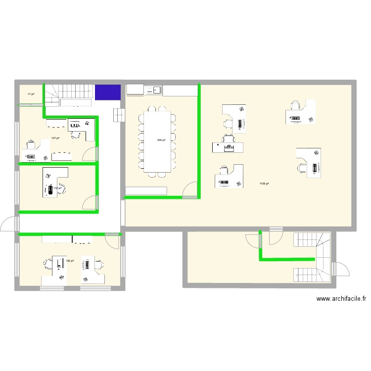 225 Seigneuriale agrandissement SS 21x 38. Plan de 6 pièces et 180 m2