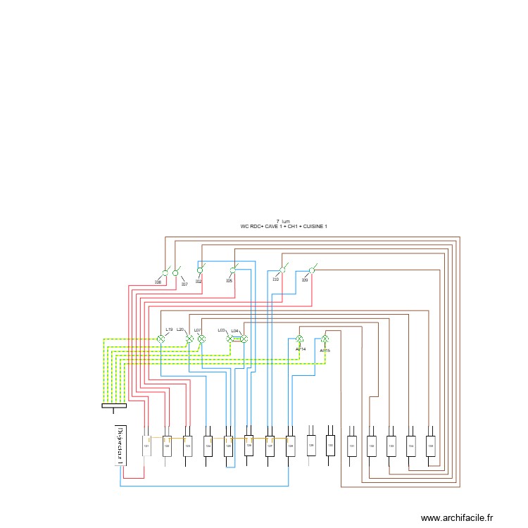 double/simple allumage WC RDC+ CAVE 1 + CH1 + CUISINE 1. Plan de 0 pièce et 0 m2