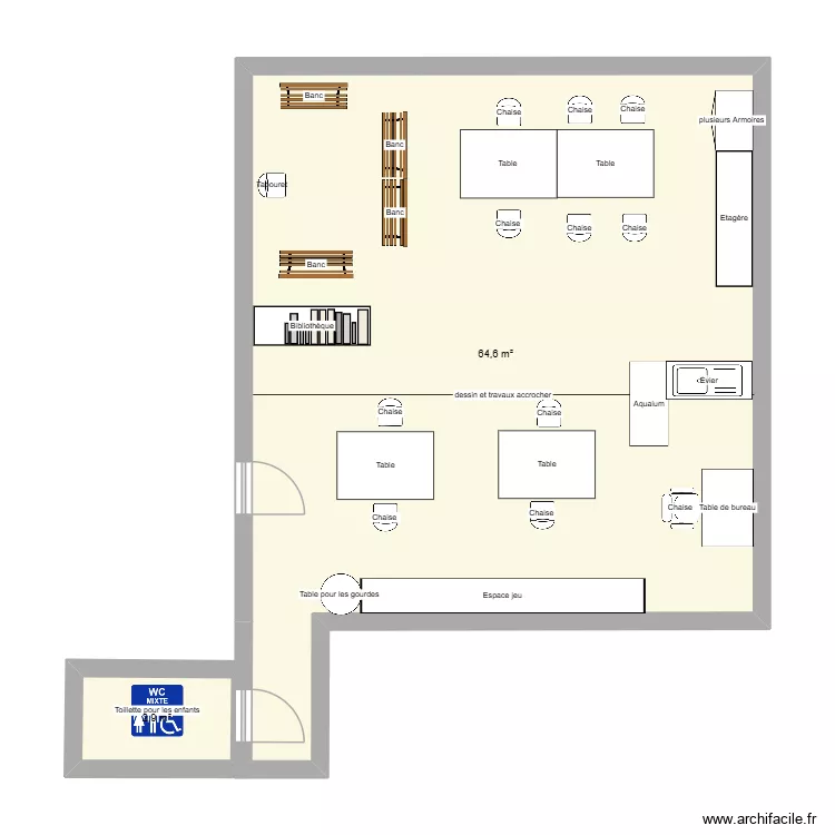 Classe. Plan de 2  et 68 m²