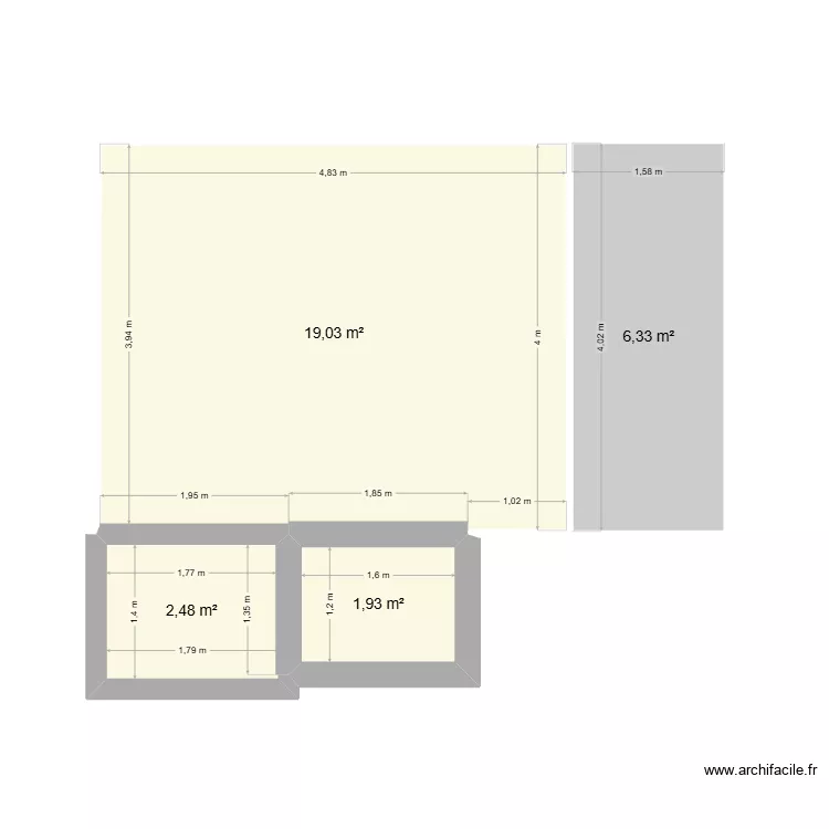 labo. Plan de 4 Pièces et 30 m²
