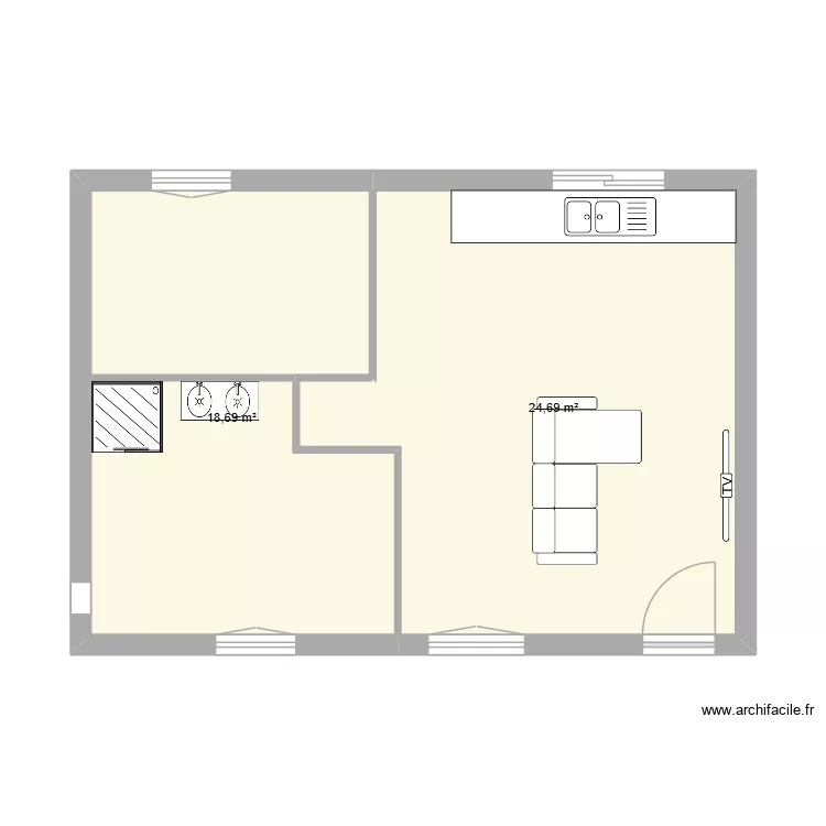 PLAN TCHOU. Plan de 2  et 43 m²
