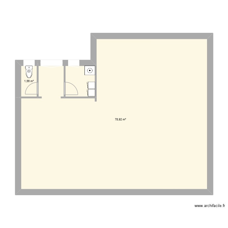 Maison. Plan de 2 pièces et 80 m2