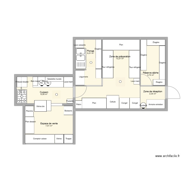 Labo Gustat'Ifs. Plan de 6 pièces et 39 m2
