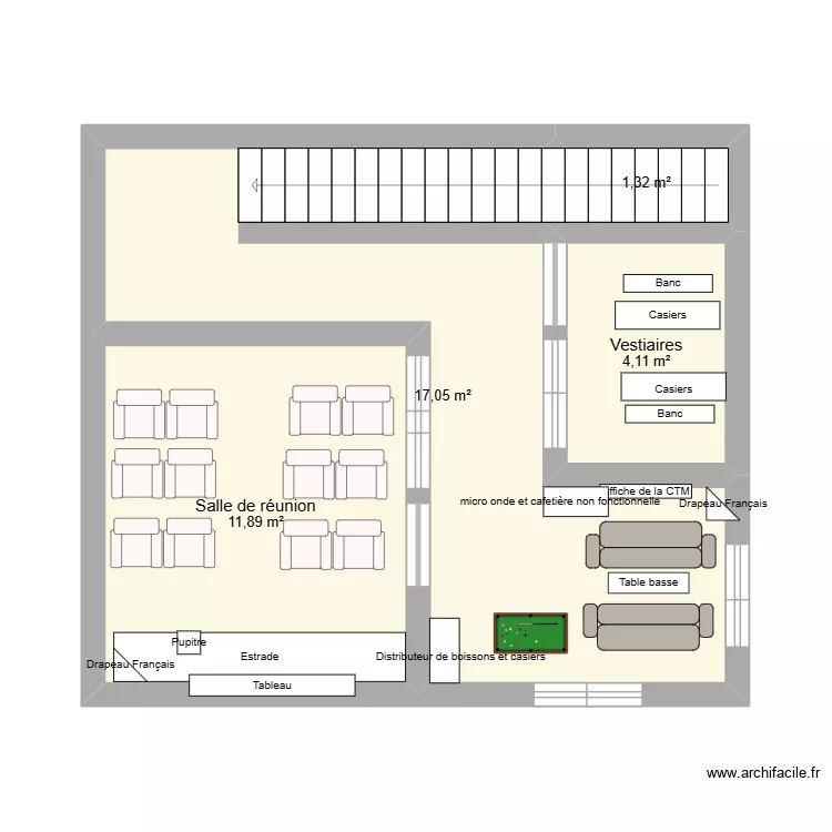 Etage CTM. Plan de 4  et 34 m²