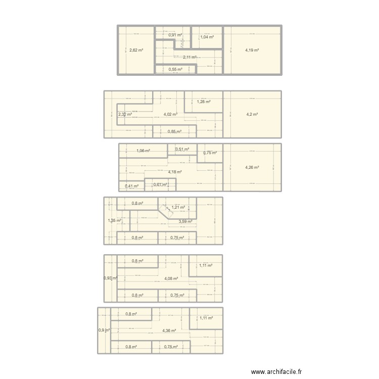 Fourgon aménagé. Plan de 36 pièces et 62 m2