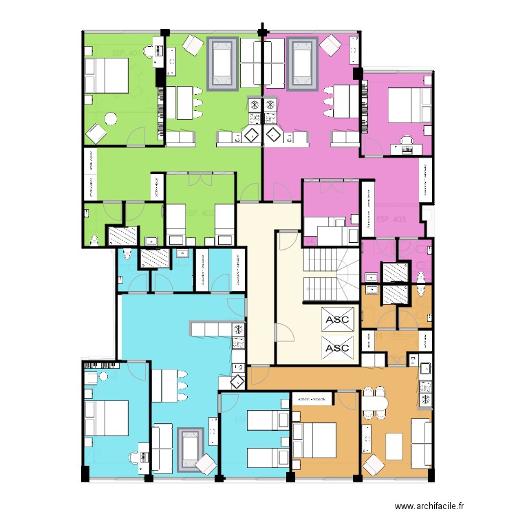 Almirante Barroso 32 - piso 3 v1 color (3T2 + 1T1). Plan de 23 pièces et 283 m2