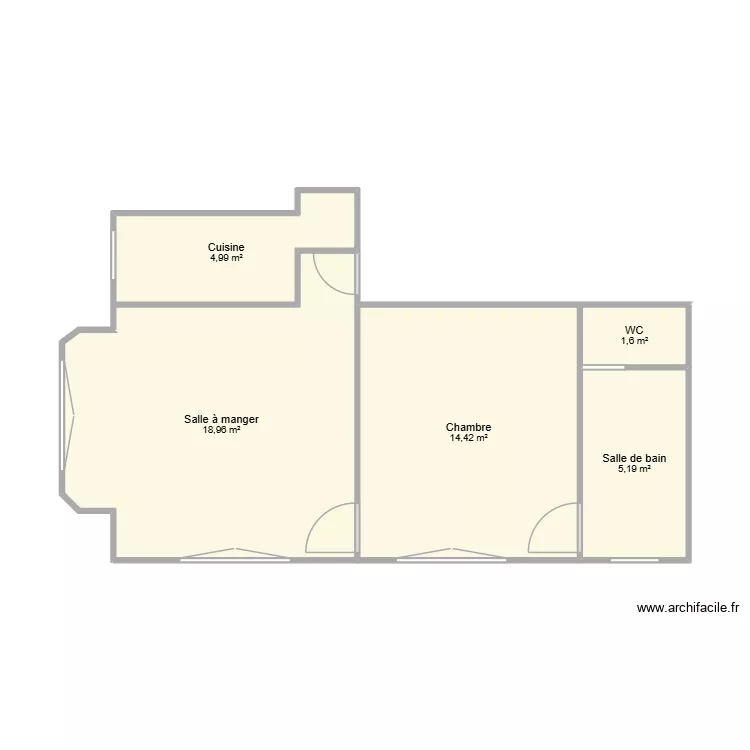 Appartement Famille WAGON Le Touquet. Plan de 5 Pièces et 45 m²