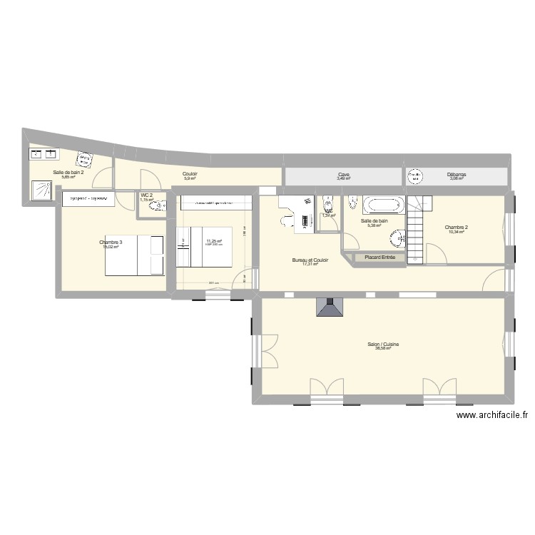 BouillaBeach V5. Plan de 22 pièces et 202 m2