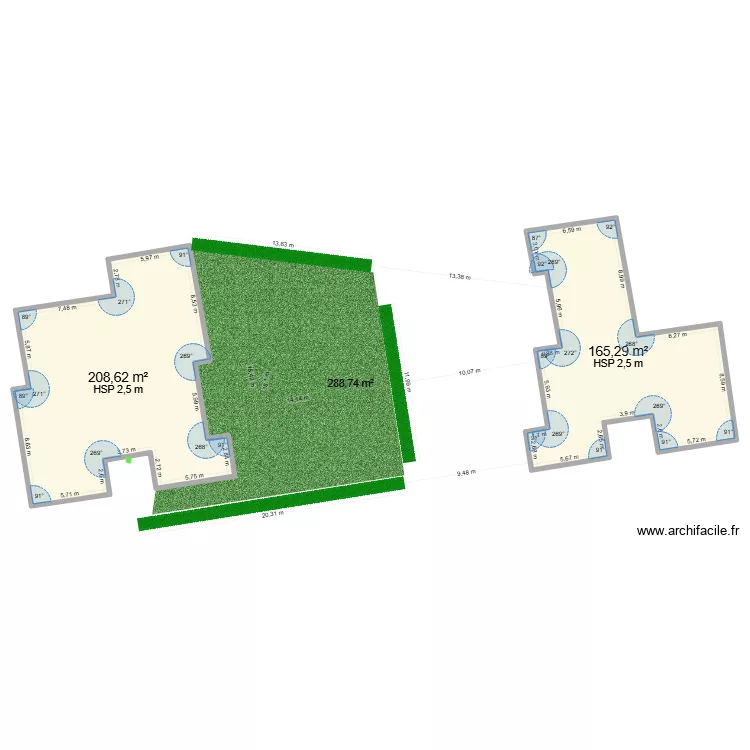jardin. Plan de 2 et 374 m² jardin. Plan de 2 et 374 m²