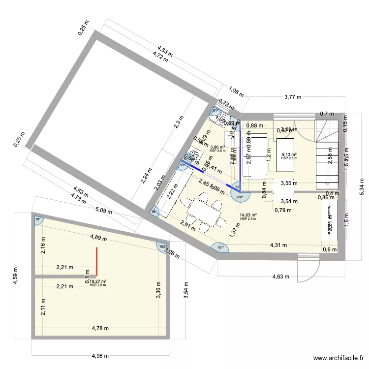 Salon Josette. Plan de 4 pièces et 46 m² Salon Josette. Plan de 4 pièces et 46 m²