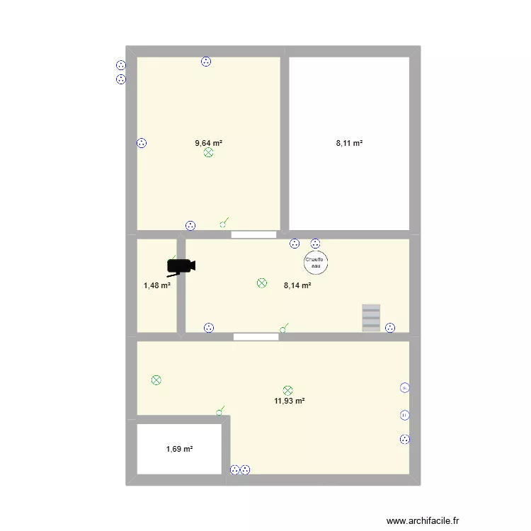 SOUS-SOL. Plan de 6  et 41 m²