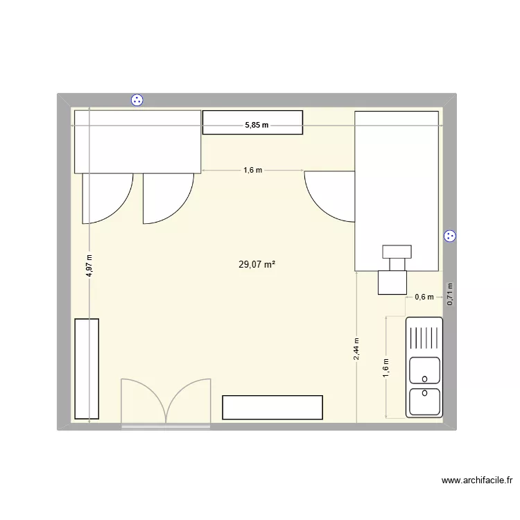 Debo. Plan de 1 et 29 m² Debo. Plan de 1 et 29 m²