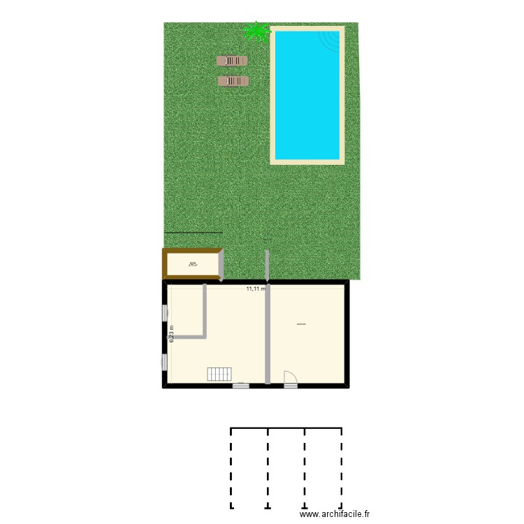 portuga. Plan de 2 pièces et 74 m2