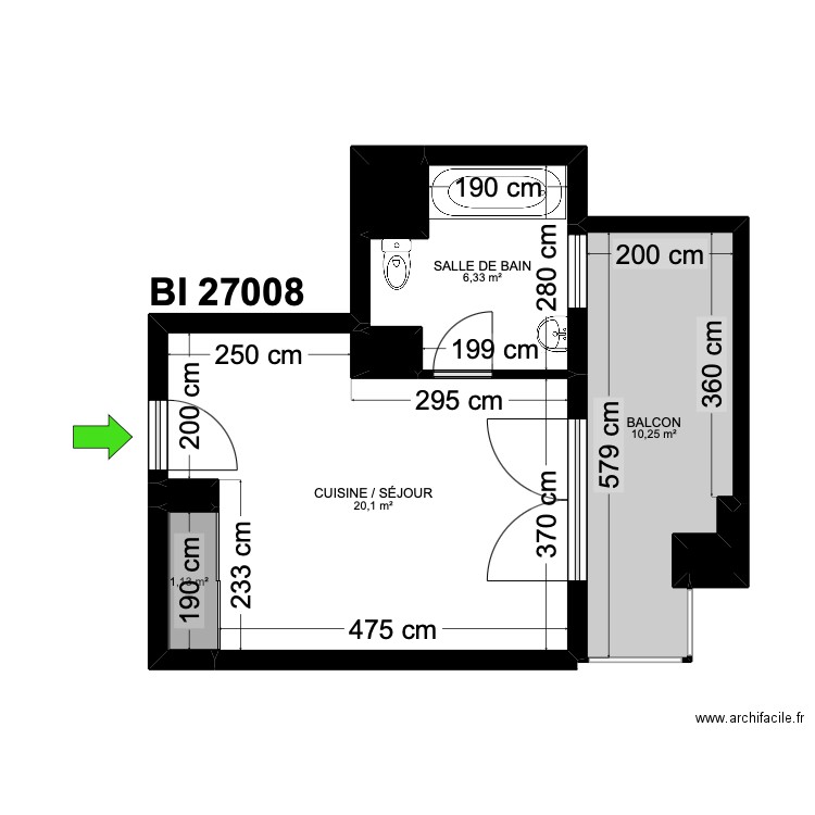 BI 27008. Plan de 8 pièces et 39 m2