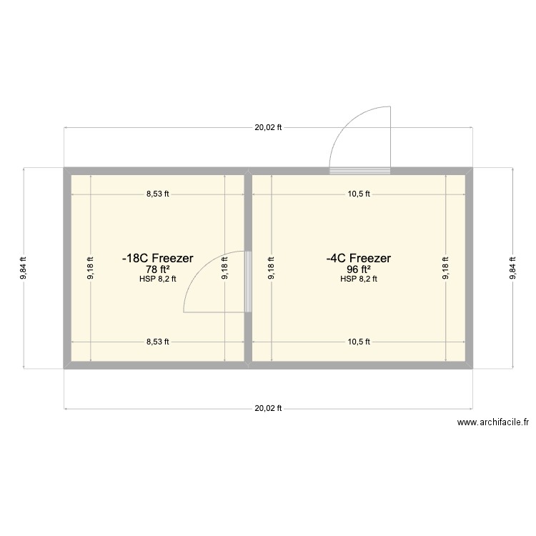 LB Meat double. Plan de 2 pièces et 16 m2