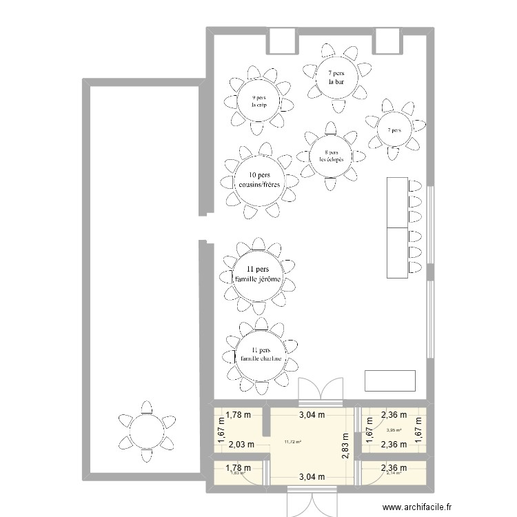 plan mariage. Plan de 6 pièces et 21 m2