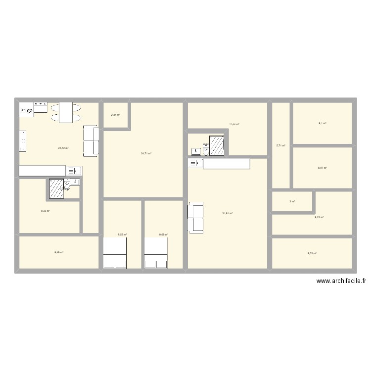 Appartements. Plan de 17 pièces et 183 m2