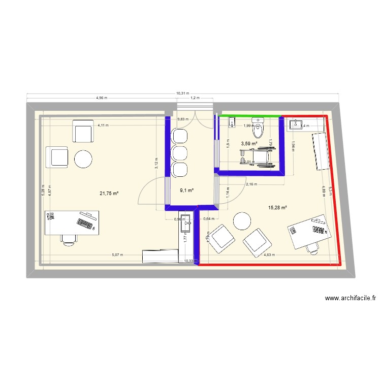 msp. Plan de 4 pièces et 94 m2