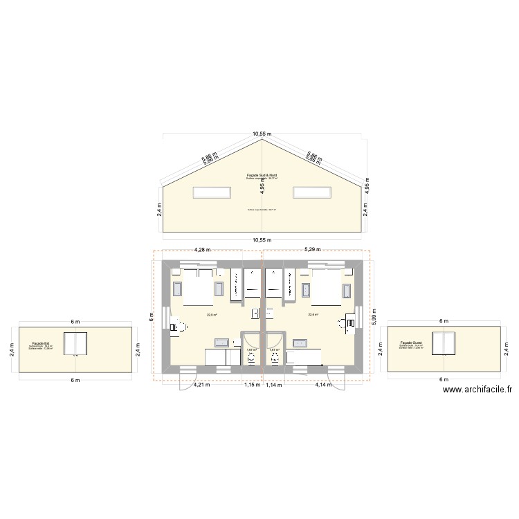 Mathieu & Anna. Plan de 4 pièces et 49 m2