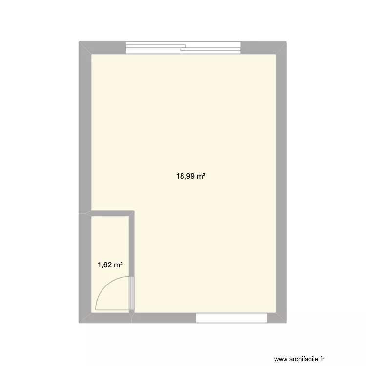 SALON. Plan de 2 pièces et 21 m²