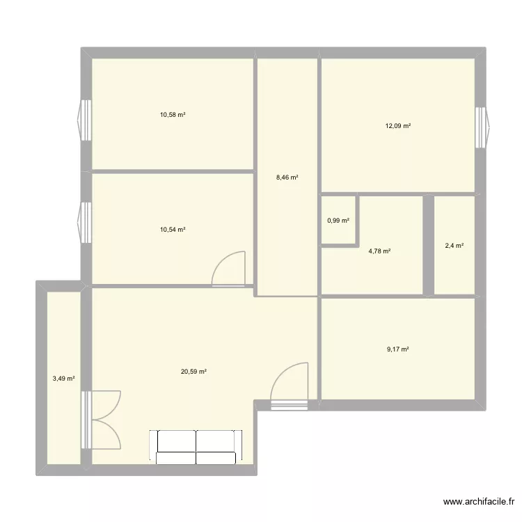 Eiffel. Plan de 10  et 83 m²