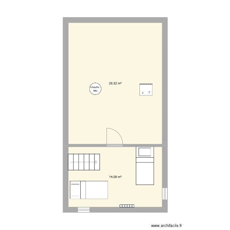 Créances deuxième. Plan de 2 pièces et 42 m2