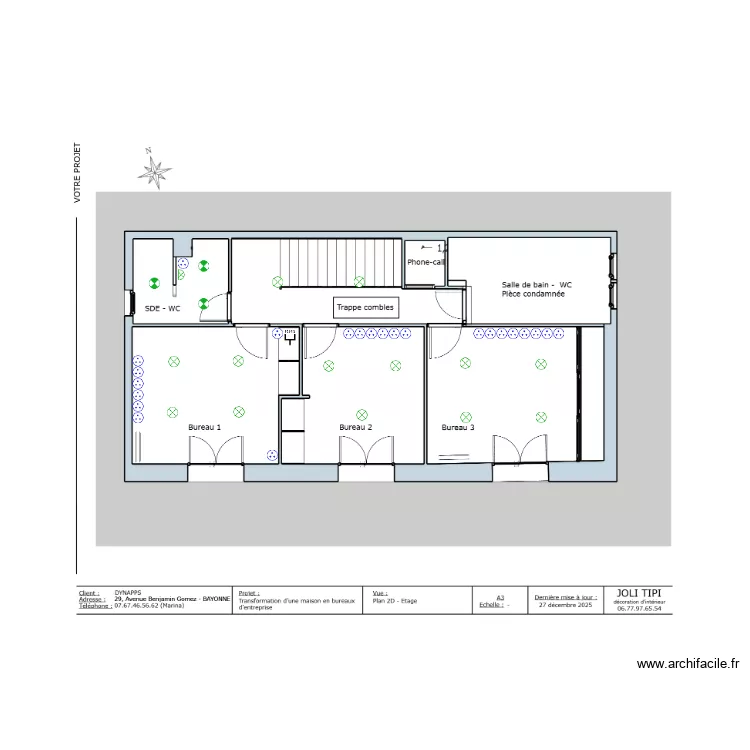 Bureau bayonne Etage. Plan de 