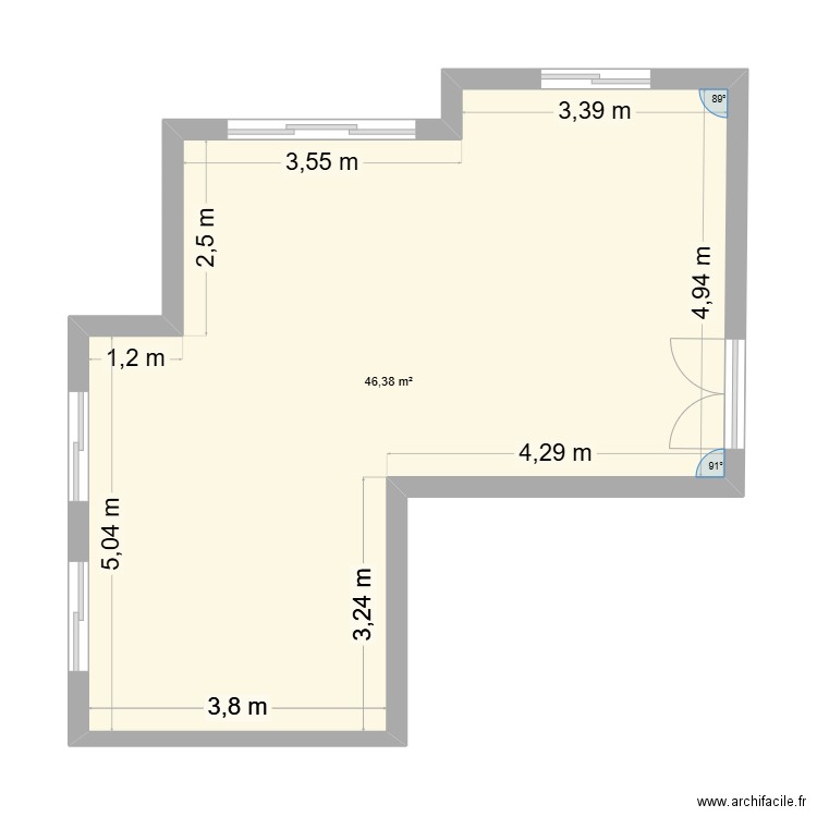 sejour la garenne. Plan de 1 pièce et 46 m2